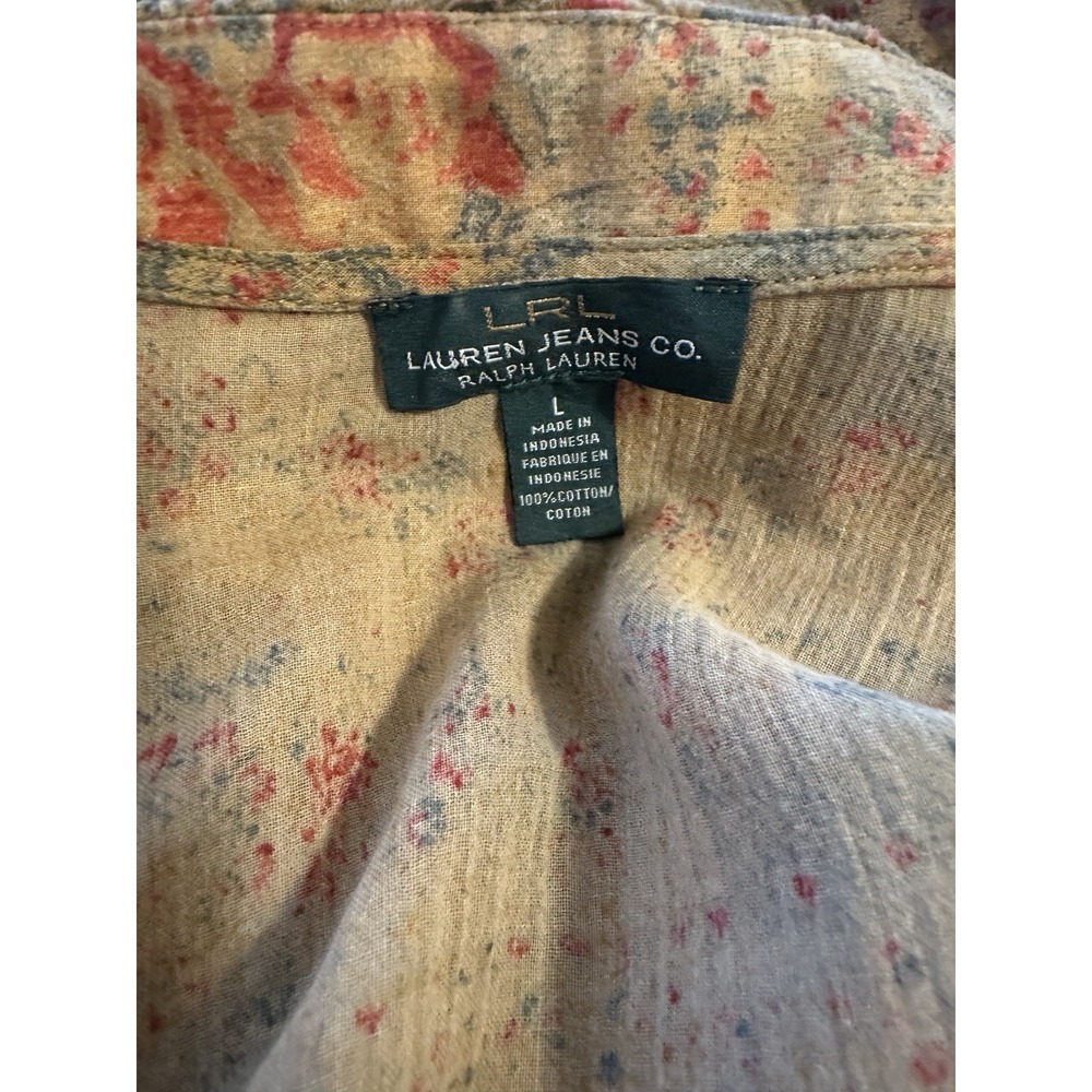 Lauren Jeans Co. Women's Sz: L Muted Paisley Floral Blouse Western Boho - Picture 4 of 4